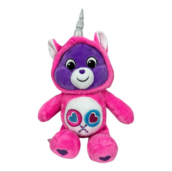 Care Bears 14” Share Bear Unicorn 2021 Hoodie Friends Collector Purple Plush EUC - Picture 1 of 9